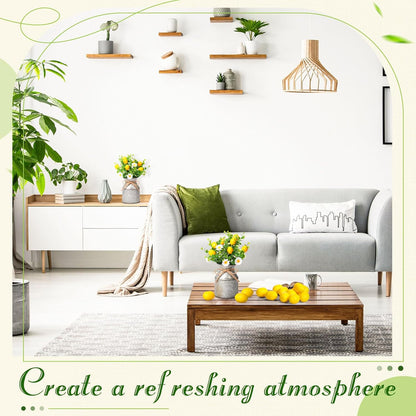 6 Sets Artificial Potted Lemon Decor Fake Fruit Lemon Flowers Table Centerpiece Faux Summer Kitchen Vases Tiered Tray Decor Farmhouse Plant for Indoor Outdoor Home Bathroom Dining