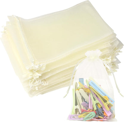 50Pcs Beige Organza Bags,4x6 Inch Small Mesh Drawstring Bags | for Wedding,Valentine's Day,Halloween,Thanksgiving,Christmas,Baby Shower,Candy,Gift,Jewelry,Soaps
