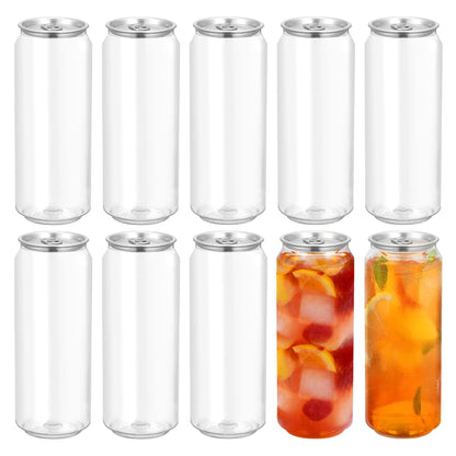 10 Pack Clear Pet Bottles 6.69 X 2.55 X 2.55 in Empty Juice Storage Container with Easy-Grip Pull Lids Food-Grade Plastic for Water Milk Tea Coffee Home Kitchen Use