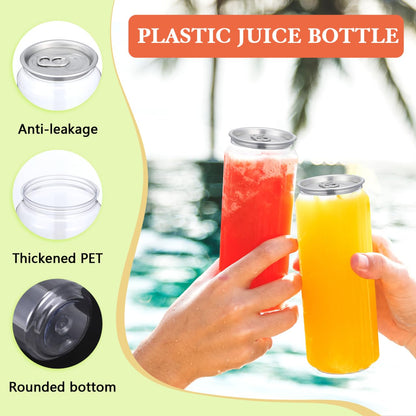 10 Pack Clear Pet Bottles 6.69 X 2.55 X 2.55 in Empty Juice Storage Container with Easy-Grip Pull Lids Food-Grade Plastic for Water Milk Tea Coffee Home Kitchen Use