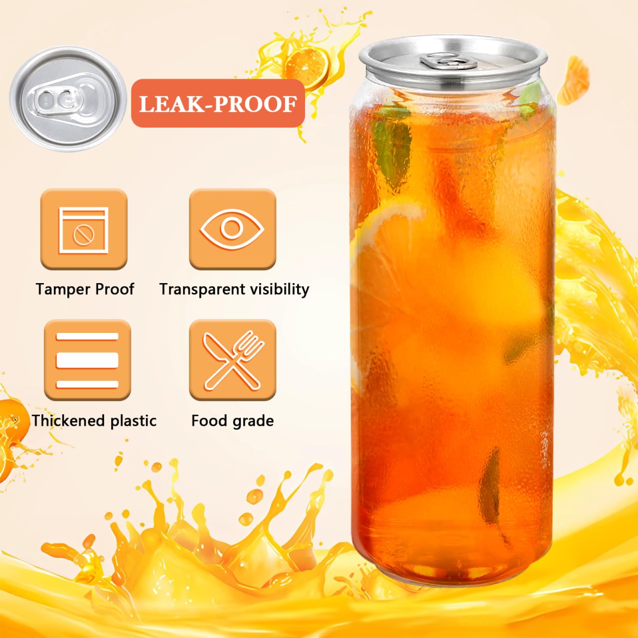 10 Pack Clear Pet Bottles 6.69 X 2.55 X 2.55 in Empty Juice Storage Container with Easy-Grip Pull Lids Food-Grade Plastic for Water Milk Tea Coffee Home Kitchen Use