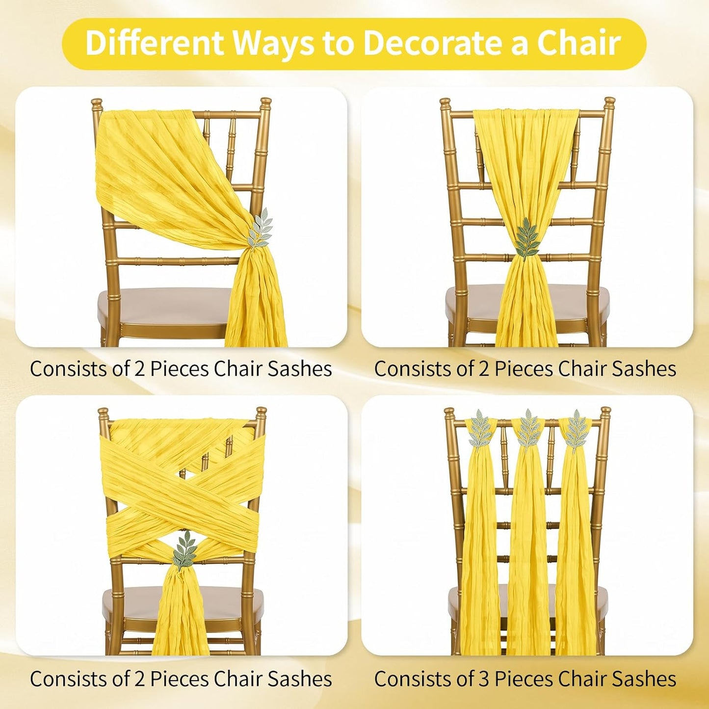 6 Pack Lemon Yellow Cheesecloth Table Runner 17x108 Inch 9FT Semi Sheer Boho Gauze Table Runners for Wedding Baby Shower Birthday Party Home Bridal Shower Event Decor