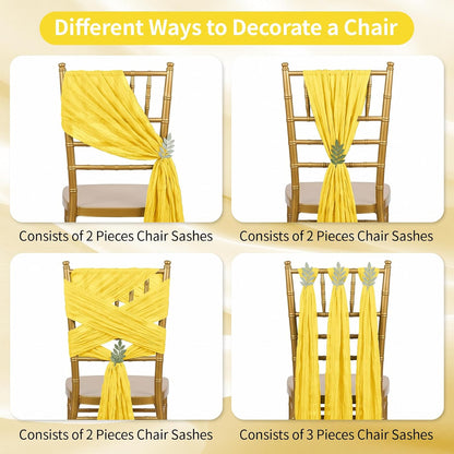 6 Pack Lemon Yellow Cheesecloth Table Runner 17x108 Inch 9FT Semi Sheer Boho Gauze Table Runners for Wedding Baby Shower Birthday Party Home Bridal Shower Event Decor