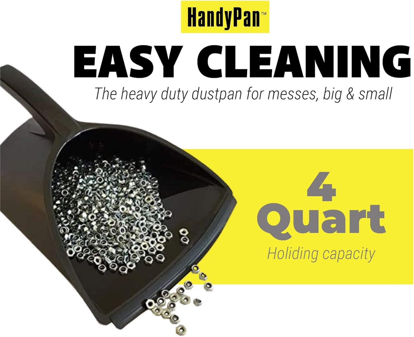 Handy Pan - Yellow - Large Capacity Heavy Duty Dust Pan | Made in USA! Great for Home, Shop, Garage