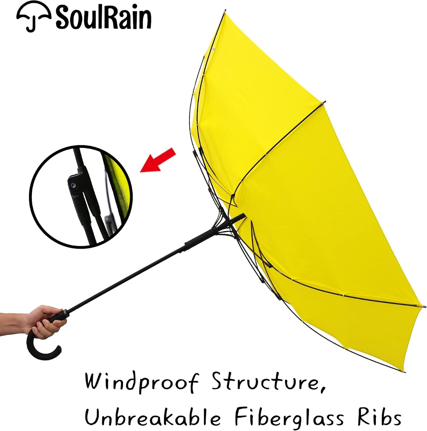 50 Inch Large Stick Umbrella Windproof Automatic Open Oversized J Handle Umbrellas for Men and Women Unbreakable Strong Travel Golf Umbrella