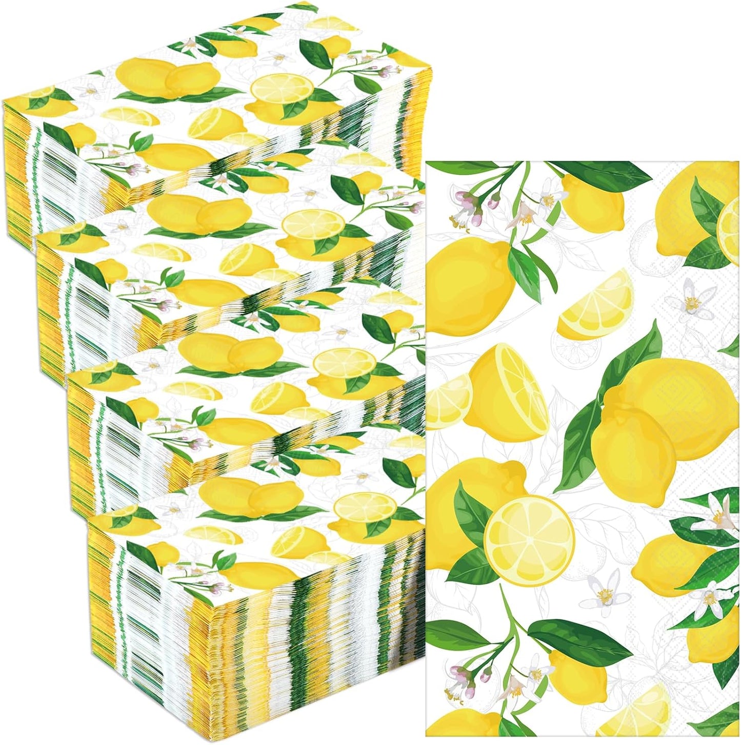 200Pcs Lemon Paper Napkins Disposable Lemon Hand towels Yellow Citrus Ornaments Guest Napkins for Bathroom Kitchen Decoration Summer Spring Tea Dinner Party Hand Towel Table Decorations
