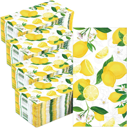 200Pcs Lemon Paper Napkins Disposable Lemon Hand towels Yellow Citrus Ornaments Guest Napkins for Bathroom Kitchen Decoration Summer Spring Tea Dinner Party Hand Towel Table Decorations