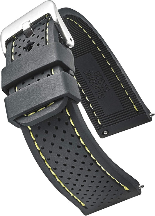 ALPINE Sporty Premium Soft Silicone Adjustable Watch Band - Replacement Rubber Watch Bands for Women & Men - Waterproof Quick Release Watch Straps - Compatible with Regular & Smart Watch Bands