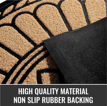 Front Door Mat Indoor Outdoor Entrance, Semicircular Entrance Mat, Half Round Waterproo Non-Slip Durable Rubber Door Mats, Low Profile Heavy Duty Doormat for Garage, Patio, 30" x 18", Yellow