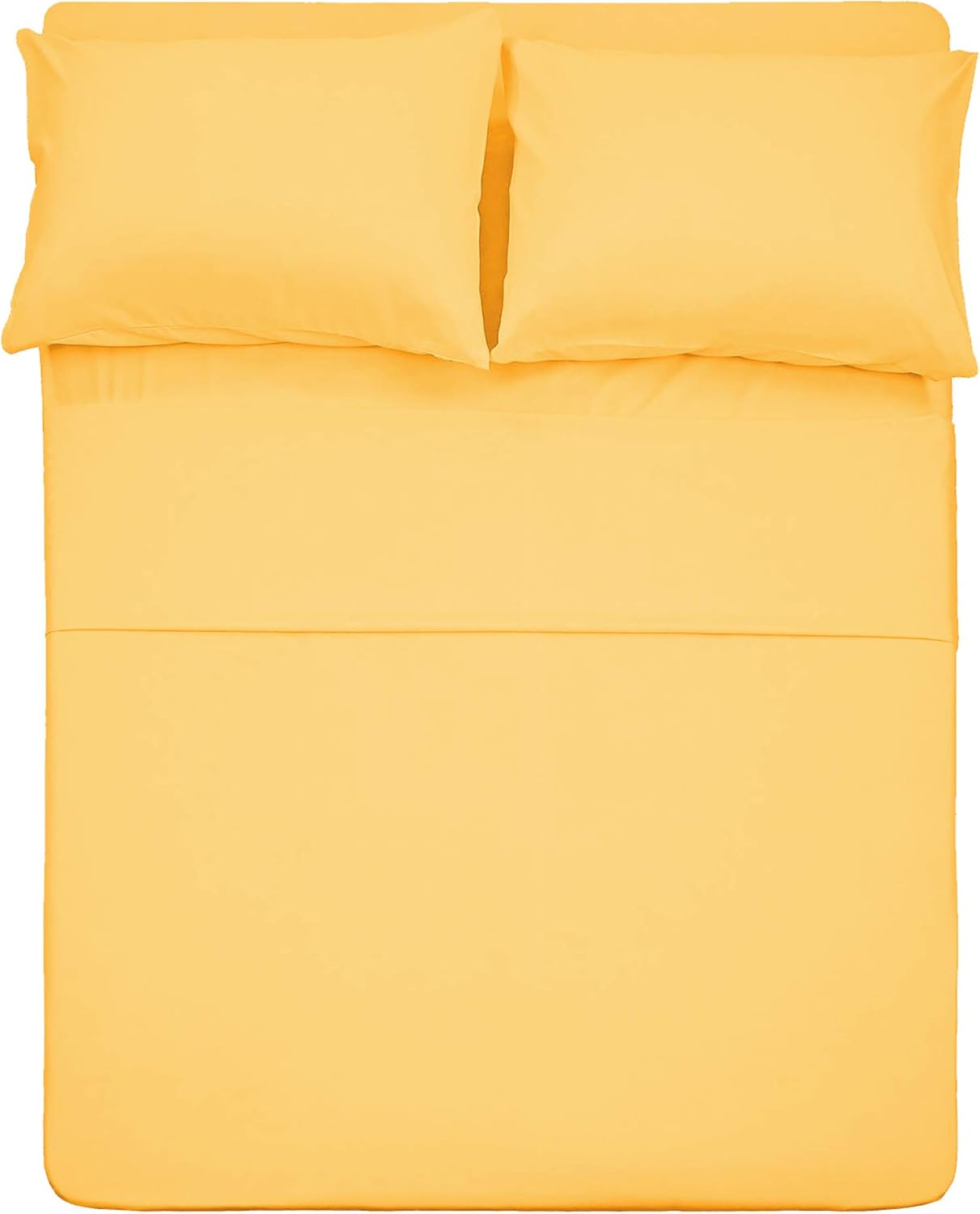 4 Piece Bed Sheet Set (Queen,Yellow) 1 Flat Sheet,1 Fitted Sheet and 2 Pillow Cases,100% Brushed Microfiber 1800 Luxury Bedding,Deep Pockets,Extra Soft & Fade Resistant