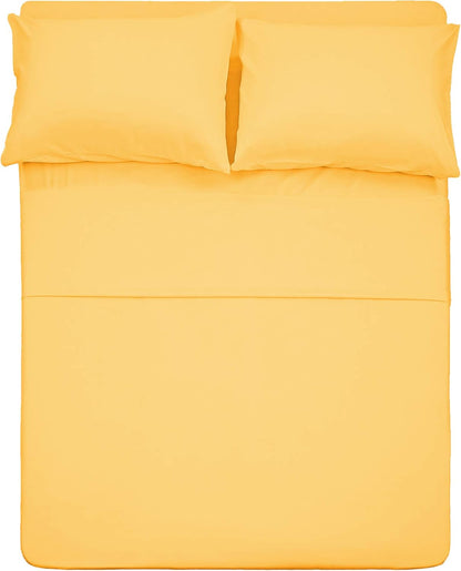 4 Piece Bed Sheet Set (Queen,Yellow) 1 Flat Sheet,1 Fitted Sheet and 2 Pillow Cases,100% Brushed Microfiber 1800 Luxury Bedding,Deep Pockets,Extra Soft & Fade Resistant