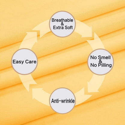 4 Piece Bed Sheet Set (Queen,Yellow) 1 Flat Sheet,1 Fitted Sheet and 2 Pillow Cases,100% Brushed Microfiber 1800 Luxury Bedding,Deep Pockets,Extra Soft & Fade Resistant