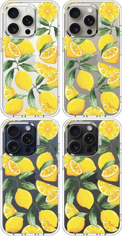 Case for iPhone 15 Pro, [Buffertech 6.6ft Military-Grade Drop Protection] [Anti Peel Off Tech] Clear TPU Bumper Phone Case Cover Design - Lemon