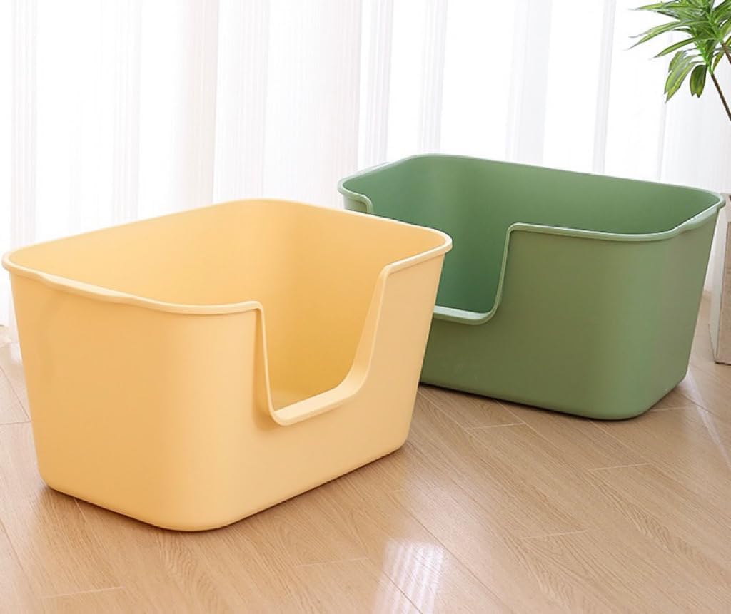 Extra Large Litter Box with High Sides 24.60" Lx16.92 Wx12.99 H,Anti-Splashing Kitty Litter Box,Tool-Free Assembly,Multi cat Litter Box,Jumbo Litter Box (Green)