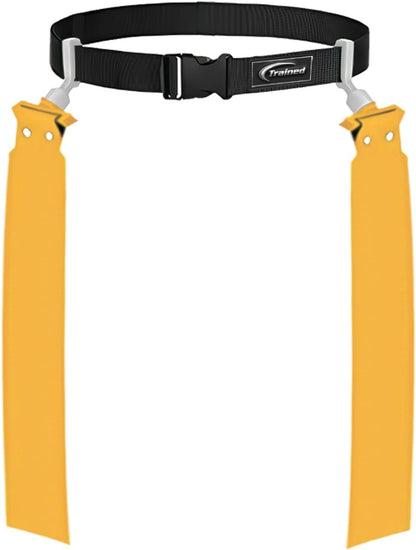 Adjustable Flag Football Belt Set, Yellow, 2 Pop Flags | Audible snap confirms every tag; durable woven fabric resists tears; fits youth leagues to adult teams