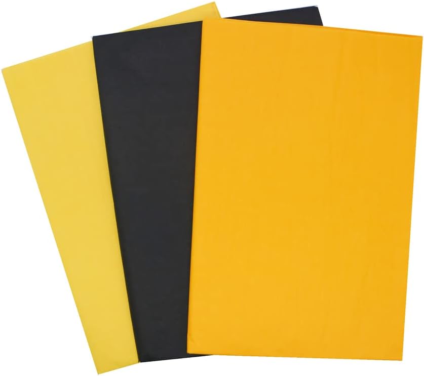 Yellow Light Yellow Black Bulk Tissue Gift Wrapping Paper 30 Sheets 19.7 Inch x 27.5 Inch for Bee Day Party Birthday Graduation Baby Shower Decoration