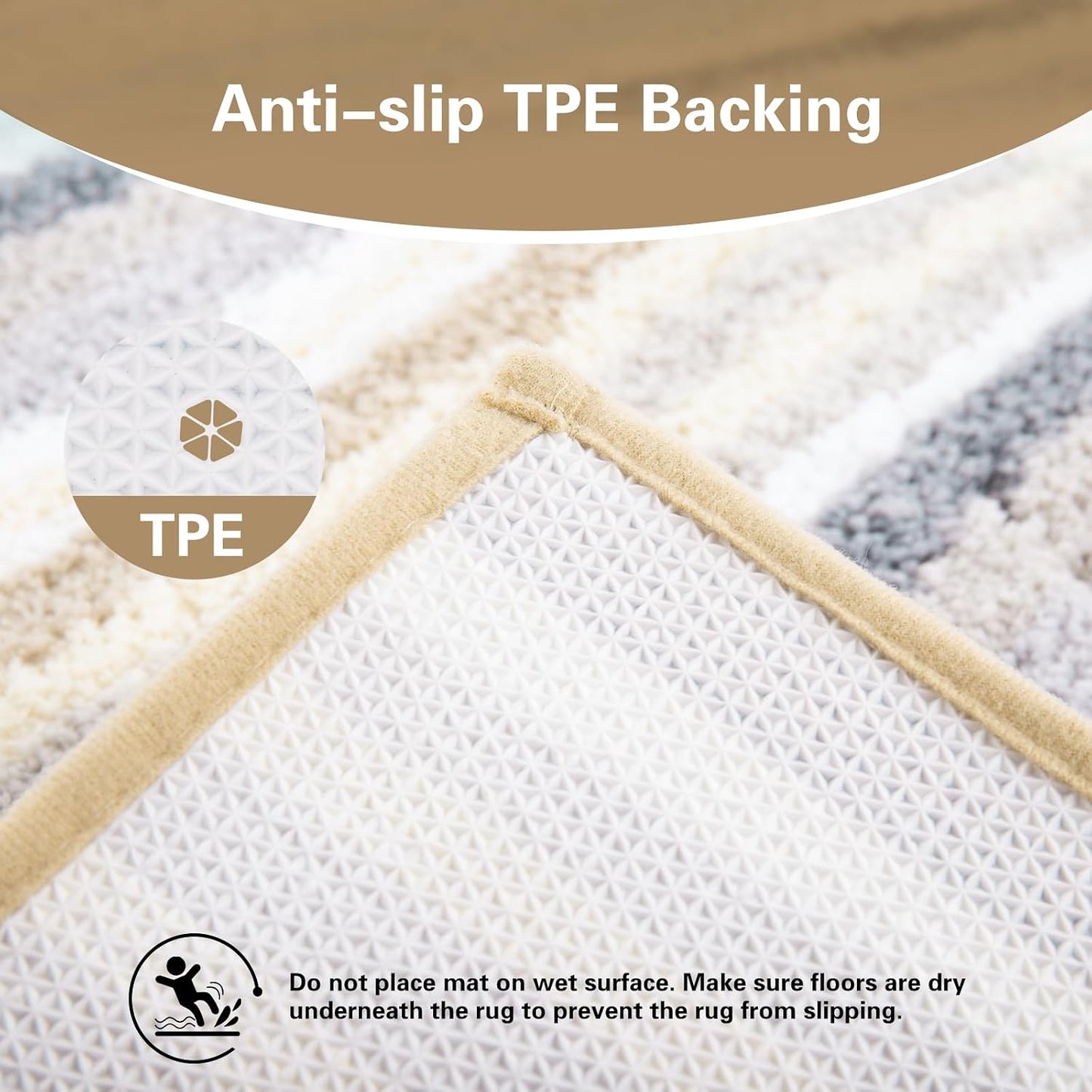 Modern Contemporary Bath Mat Set - Yellow Grey White Microfiber 2 Piece Bathroom Rugs, Non Slip Thick Shaggy U Shaped Contour Toilet Carpet
