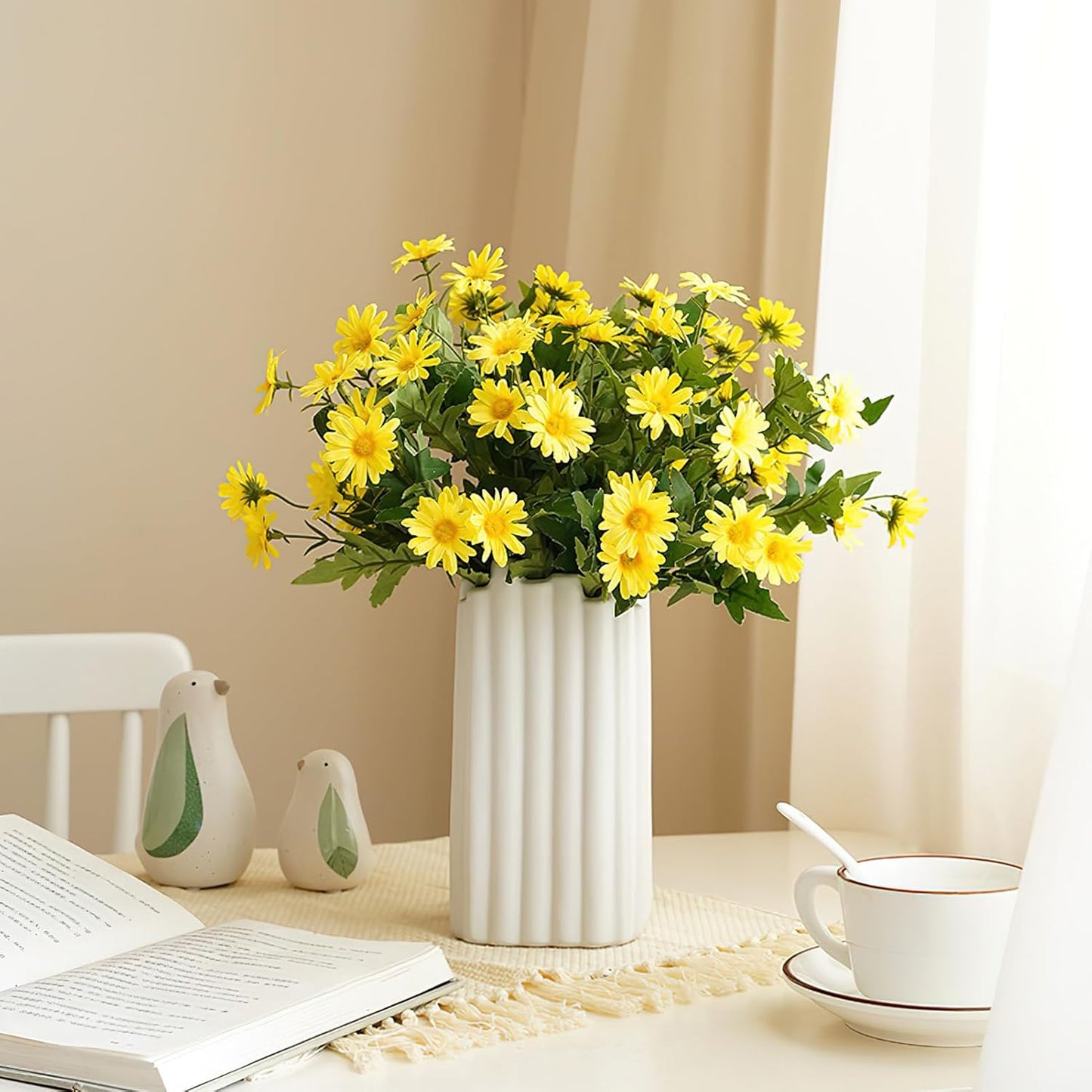 Artificial Daisy Flowers for Outdoor - 2 Bundles Yellow Daisy Flower Bulk, Perfect Decoration for Table Windowsill Porch