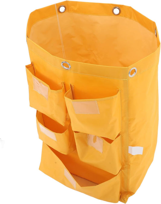 Waterproof Janitorial Cart Bag with 5 Pockets Heavy-Duty Canvas Cleaning Bag for Housekeeping for Cleaning Cart in Hotels and Commercial Use