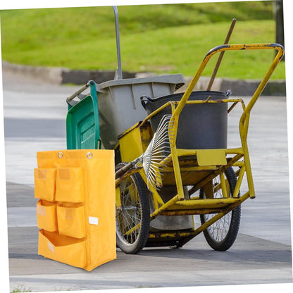 Waterproof Janitorial Cart Bag with 5 Pockets Heavy-Duty Canvas Cleaning Bag for Housekeeping for Cleaning Cart in Hotels and Commercial Use