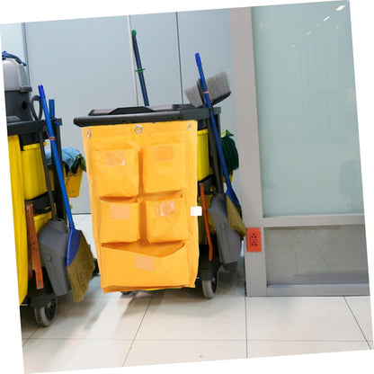Waterproof Janitorial Cart Bag with 5 Pockets Heavy-Duty Canvas Cleaning Bag for Housekeeping for Cleaning Cart in Hotels and Commercial Use