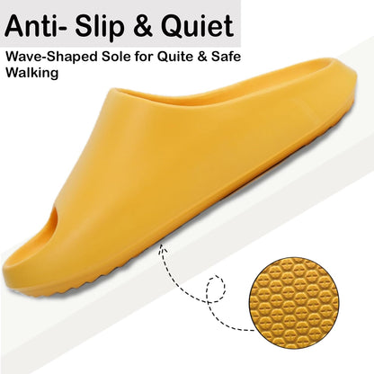 Pillow Slippers for Women and Men, EVA Cushioned Thick Sole Soft Summer Slides with Arch Support Drainage Holes Non-Slip Quick Drying Bathroom Shower Spa Pool Gym Cloud House Slides Sandals for Indoor & Outdoor