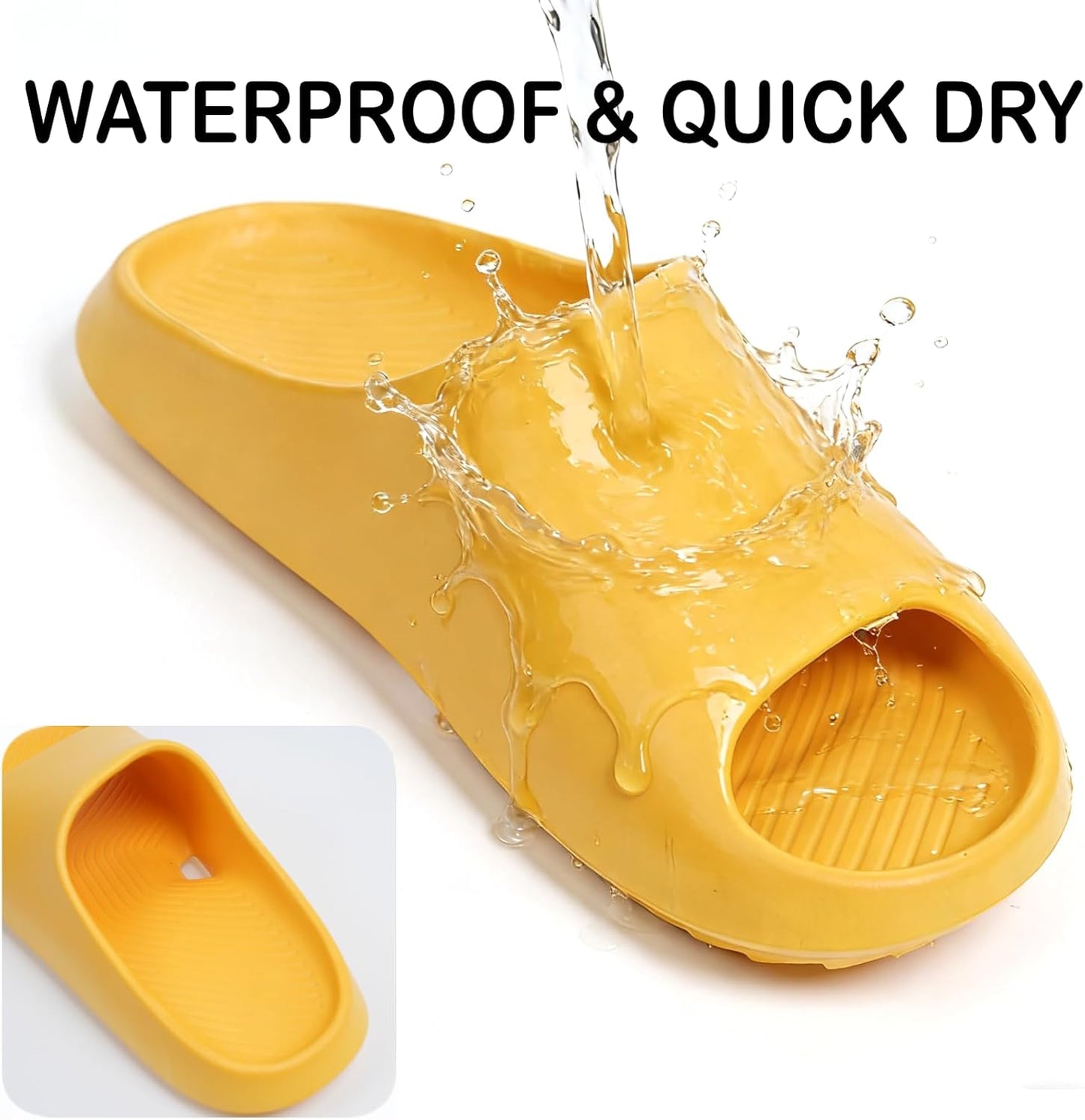 Pillow Slippers for Women and Men, EVA Cushioned Thick Sole Soft Summer Slides with Arch Support Drainage Holes Non-Slip Quick Drying Bathroom Shower Spa Pool Gym Cloud House Slides Sandals for Indoor & Outdoor
