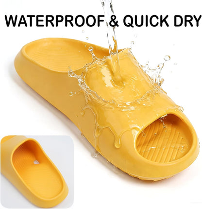 Pillow Slippers for Women and Men, EVA Cushioned Thick Sole Soft Summer Slides with Arch Support Drainage Holes Non-Slip Quick Drying Bathroom Shower Spa Pool Gym Cloud House Slides Sandals for Indoor & Outdoor