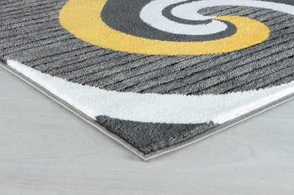 Modern Area Rug Swirls Carpet Bedroom Living Room Contemporary Dining Accent Sevilla Collection 4817A (Yellow, 4x6)