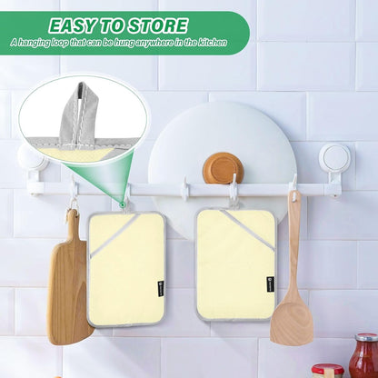 Light Yellow Pot Holders Set of 2 Heat Resistant Hot Pads for Kitchen Pot Holder with Pocket Washable Oven Mitts Potholder Trivet for Cooking Women Baking Men, 7" x 9.8"