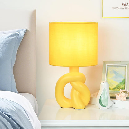 Luxe Yellow Ceramic Table Lamp for Living Room as Bedside Table Lamp for Bedroom,Modern Kids Night Table Light,8.86×6.3×H15.94IN,Bulb Excluded