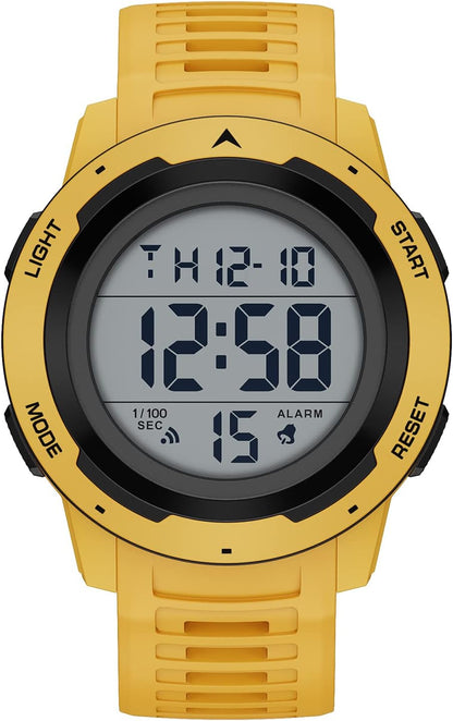 Mens Waterproof Digital Sport Watches Wide Screen Easy Read Display Military Style with Rubber Strap