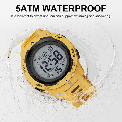 Mens Waterproof Digital Sport Watches Wide Screen Easy Read Display Military Style with Rubber Strap