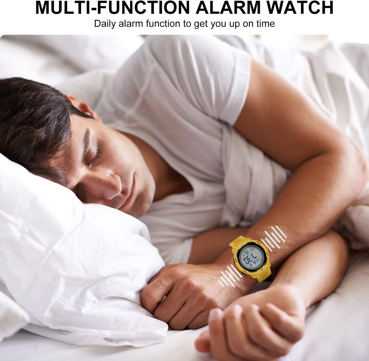 Mens Waterproof Digital Sport Watches Wide Screen Easy Read Display Military Style with Rubber Strap