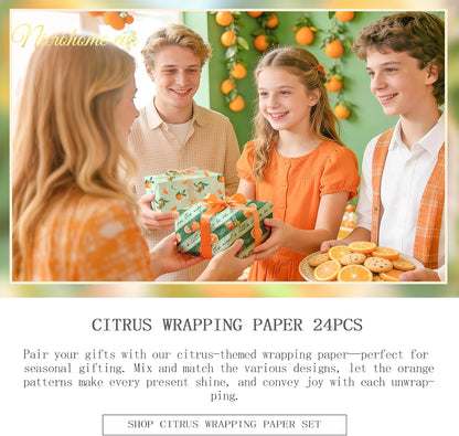 Little Cutie Baby Shower Decoration Tissue Paper for Gift Bag | 24 Sheets Orange Green Citrus print Gift Tissue Wrapping Paper for Birthday, Summer Party, Fruit Party Craft Wrapping