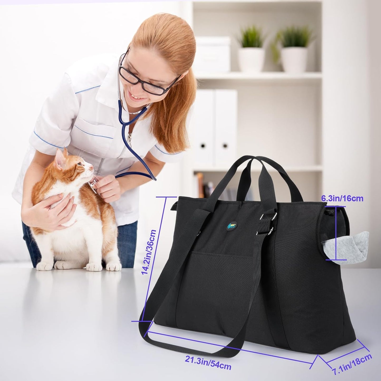 Large Pet Carrier for Dogs Cats, 18-20lbs, Hands-Free Purse Bag | extra large, storage pockets, travel vet shopping, medium pets