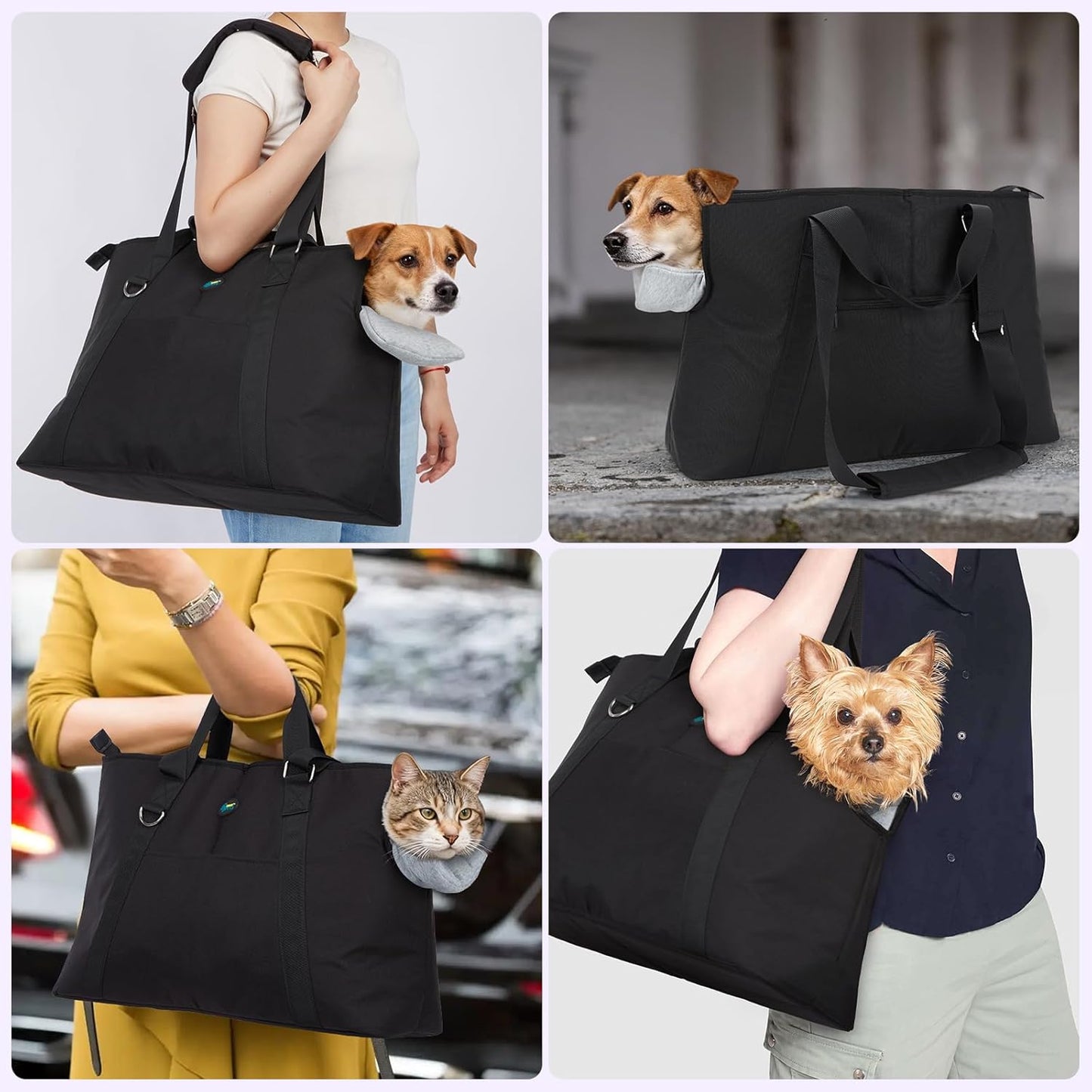 Large Pet Carrier for Dogs Cats, 18-20lbs, Hands-Free Purse Bag | extra large, storage pockets, travel vet shopping, medium pets