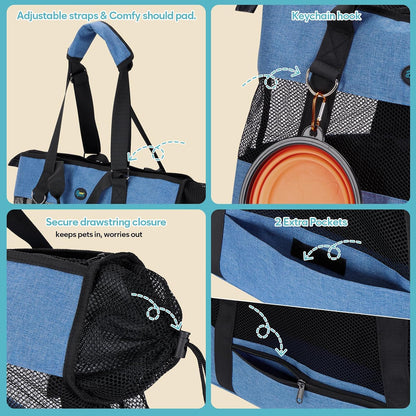 Large Pet Carrier for Dogs Cats, 18-20lbs, Hands-Free Purse Bag | extra large, storage pockets, travel vet shopping, medium pets