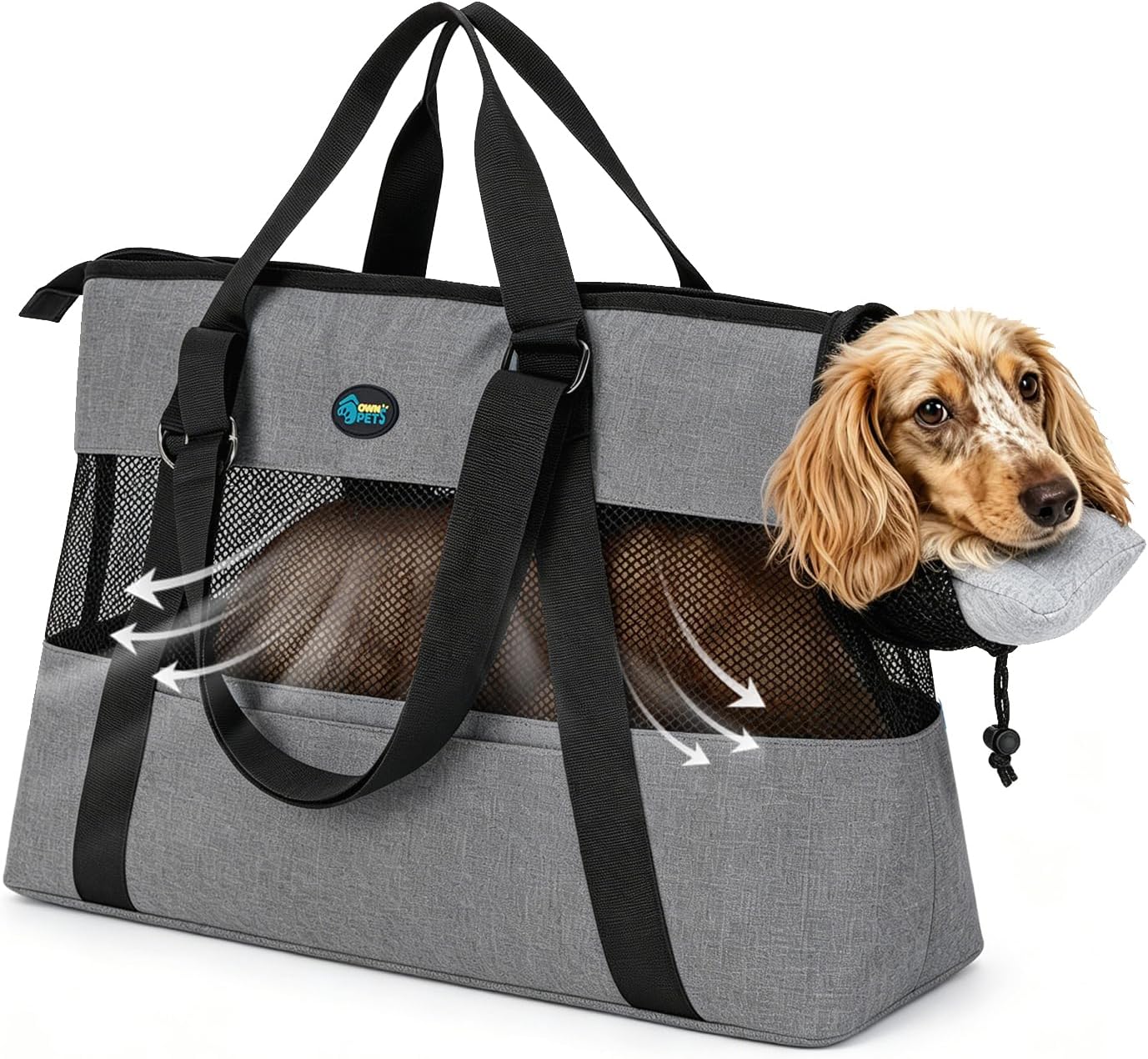 Large Pet Carrier for Dogs Cats, 18-20lbs, Hands-Free Purse Bag | extra large, storage pockets, travel vet shopping, medium pets