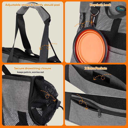 Large Pet Carrier for Dogs Cats, 18-20lbs, Hands-Free Purse Bag | extra large, storage pockets, travel vet shopping, medium pets