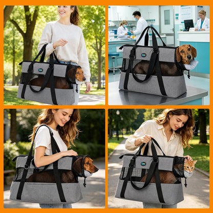 Large Pet Carrier for Dogs Cats, 18-20lbs, Hands-Free Purse Bag | extra large, storage pockets, travel vet shopping, medium pets