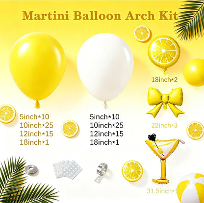 Lemon Party Decorations Include White and Yellow Blloon Arch Kit | Foil Lemon and Bow Balloons, Martini Balloons for A Tini Bit Older Birthday Decorations Party