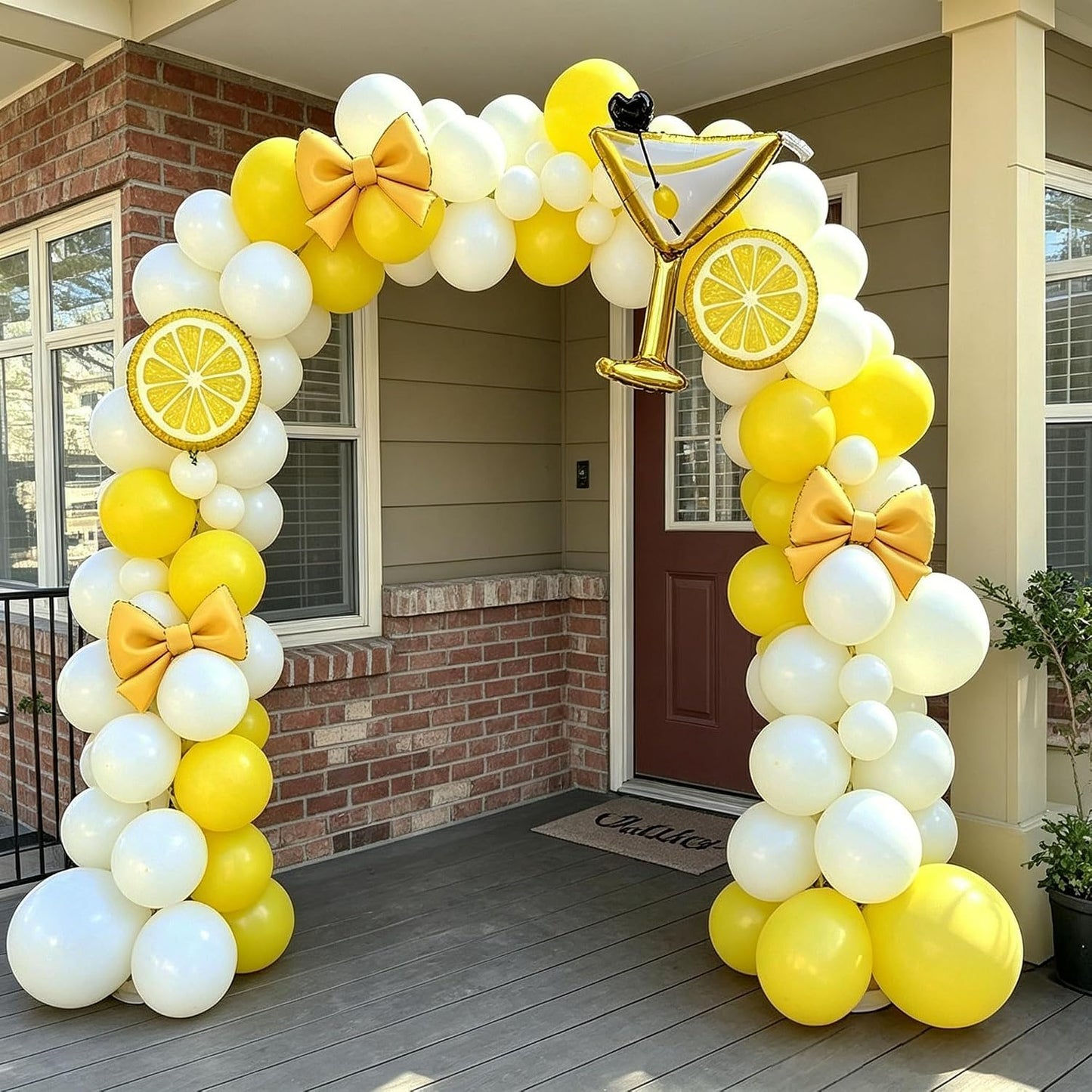 Lemon Party Decorations Include White and Yellow Blloon Arch Kit | Foil Lemon and Bow Balloons, Martini Balloons for A Tini Bit Older Birthday Decorations Party