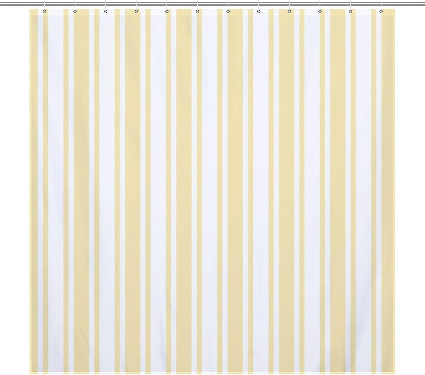 Shower Curtain Liner Set， Pale Yellow and White Candy Stripes Waterproof Fabric Curtains for Bathroom Bathtub Decor, 72 X 72inch