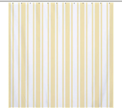 Shower Curtain Liner Set， Pale Yellow and White Candy Stripes Waterproof Fabric Curtains for Bathroom Bathtub Decor, 72 X 72inch