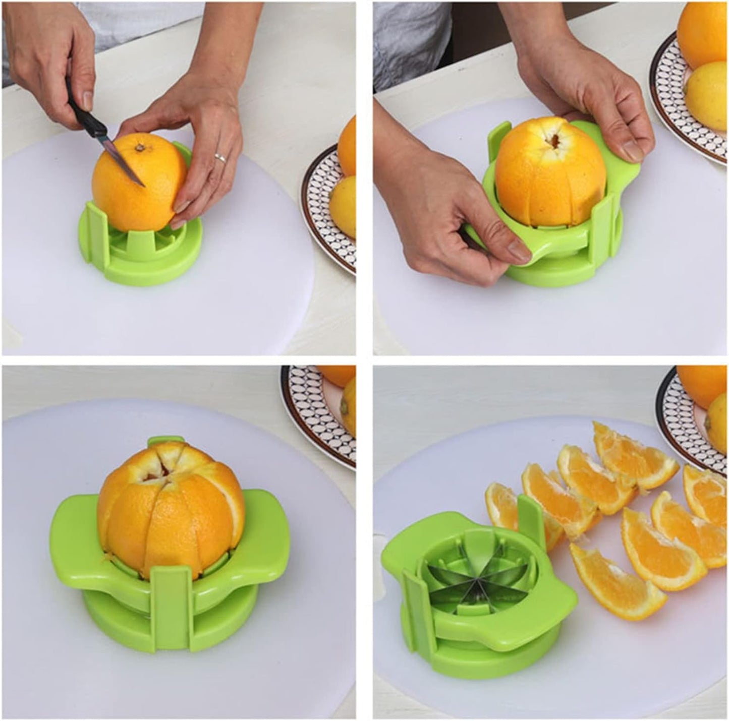 8-Wedge Lemon Slicer, Yellow, Polycarbonate, Plastic, Acrylonitrile Butadiene Styrene, Stainless Steel