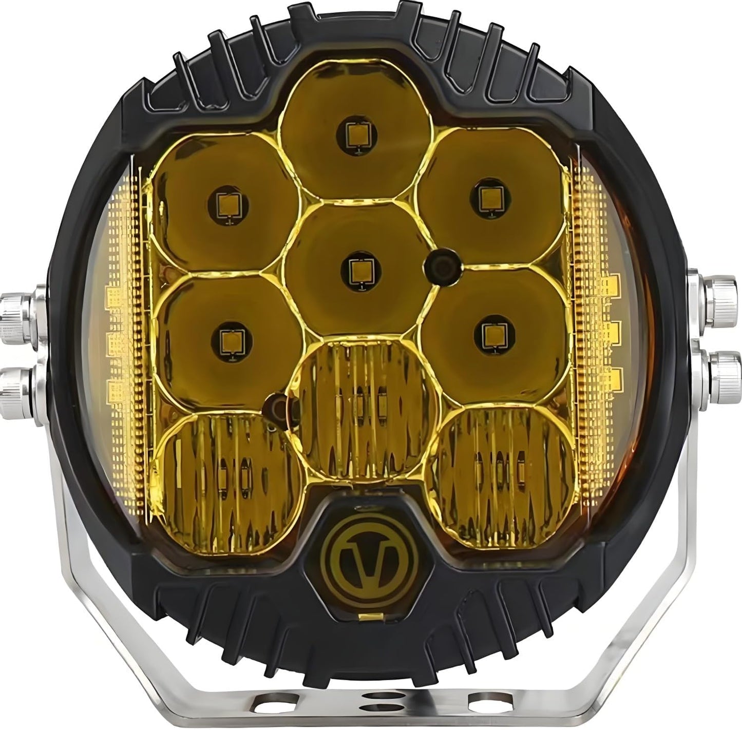 5 Inch 50W Amber Yellow LED Driving Light, LED Work Light Bar Side Shooter Off Road Driving Light Spot Flood Combo Driving Lamp IP67 Waterproof Fog Lights for Jeep Truck ATV SUV Car Boat, Pack of 1