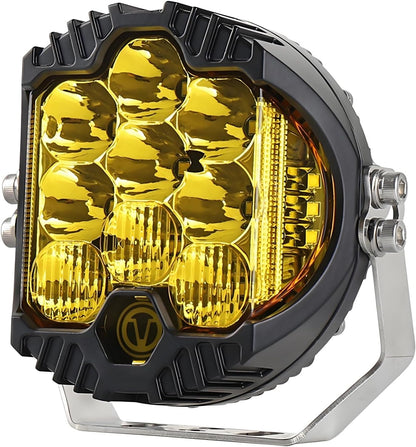 5 Inch 50W Amber Yellow LED Driving Light, LED Work Light Bar Side Shooter Off Road Driving Light Spot Flood Combo Driving Lamp IP67 Waterproof Fog Lights for Jeep Truck ATV SUV Car Boat, Pack of 1