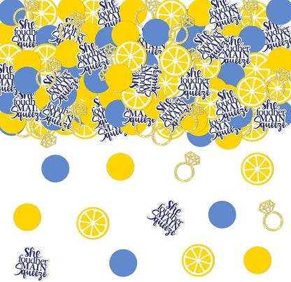 200Pcs She Found Her Main Squeeze Confetti Main Squeeze Bridal Shower Decorations Ring Lemon Table Connfetti for Lemon Theme Bridal Shower Bachelorette Wedding Engagement Decorations Party Supplies