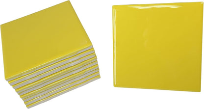 Sunflower Yellow Ceramic Tile 4.25 in Vintage Subway Square Shower Bathroom Kitchen Backsplash Mosaic Arts Crafts 10 Piece Pack
